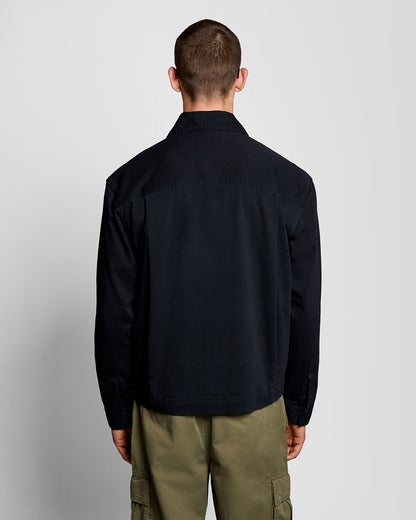 Lyle & Scott Enzyme Wash Mens Zip Overshirt - Z271 Dark Navy