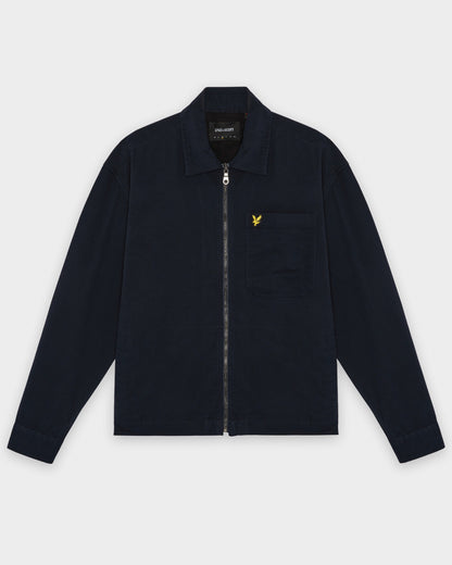 Lyle & Scott Enzyme Wash Mens Zip Overshirt - Z271 Dark Navy