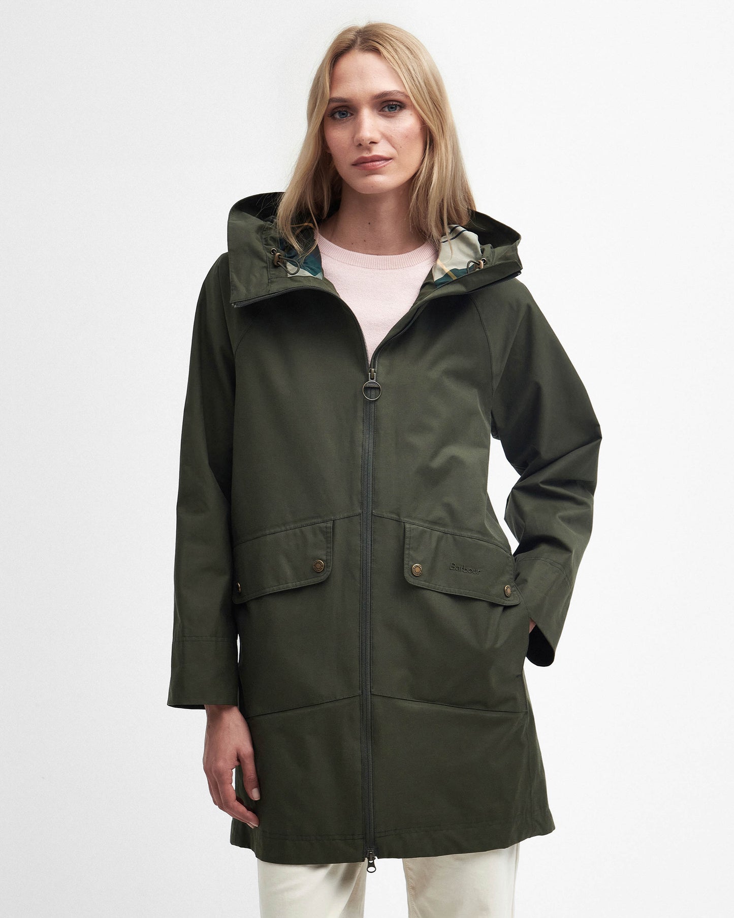 Barbour Heron Womens Waterproof Jacket - Olive | CHO | Designer Womens Rain Coats