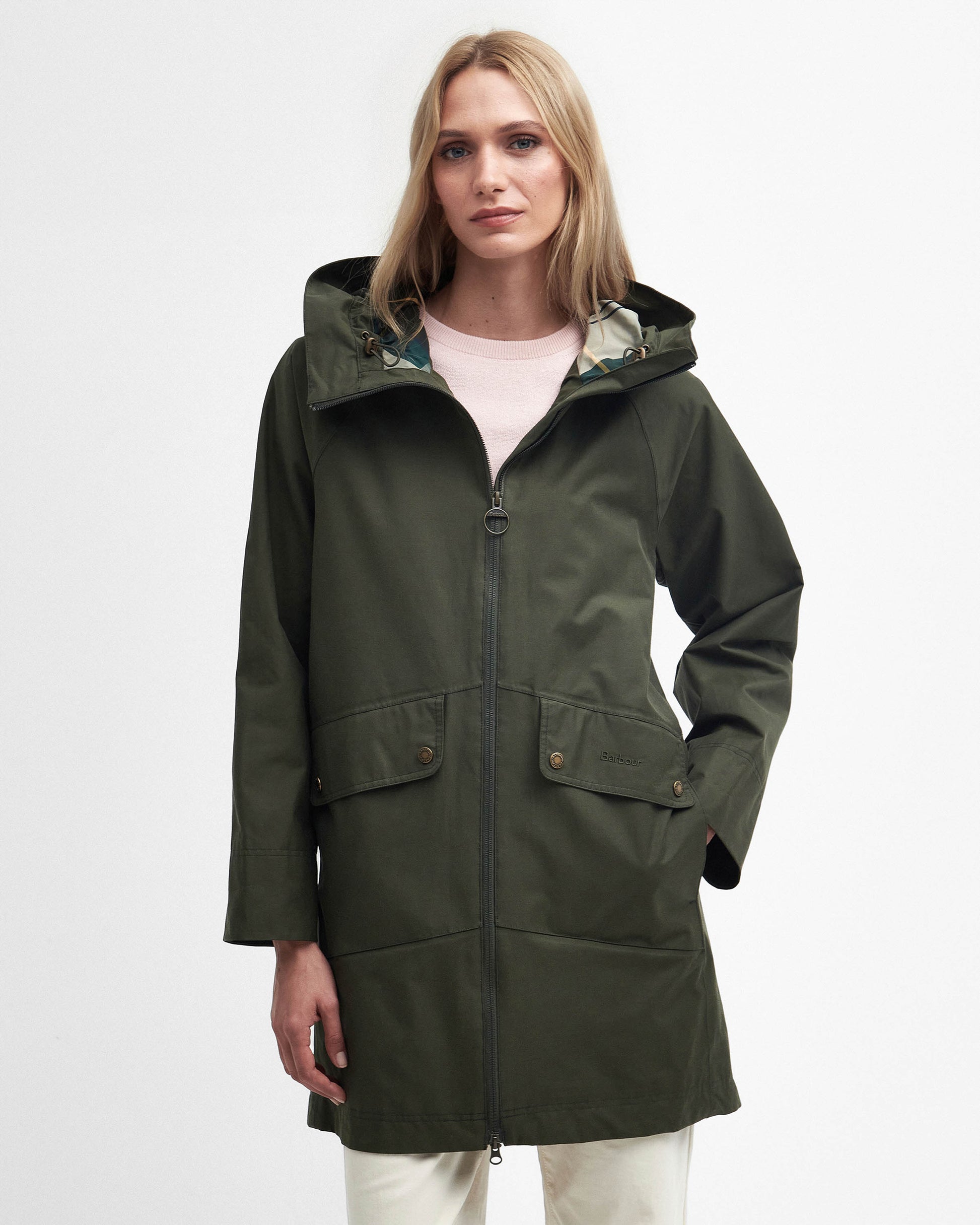 Barbour Heron Womens Waterproof Jacket - Olive | CHO | Designer Womens Rain Coats