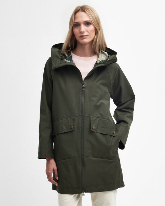 Barbour Heron Womens Waterproof Jacket - Olive | CHO | Designer Womens Rain Coats