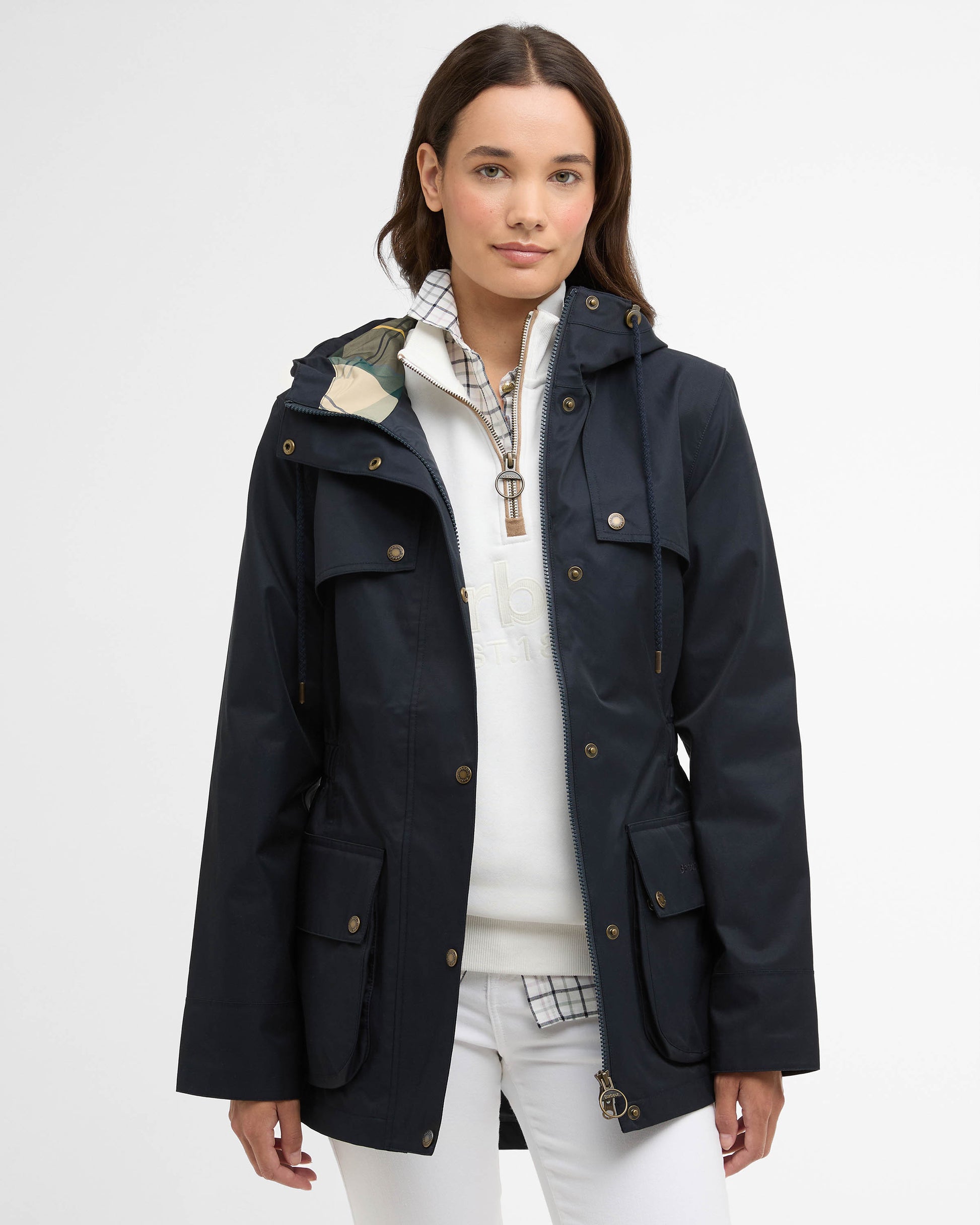 Barbour Maple Womens Waterproof Jacket - Dark Navy/Ancient | CHO | Designer Womens Rain Coats