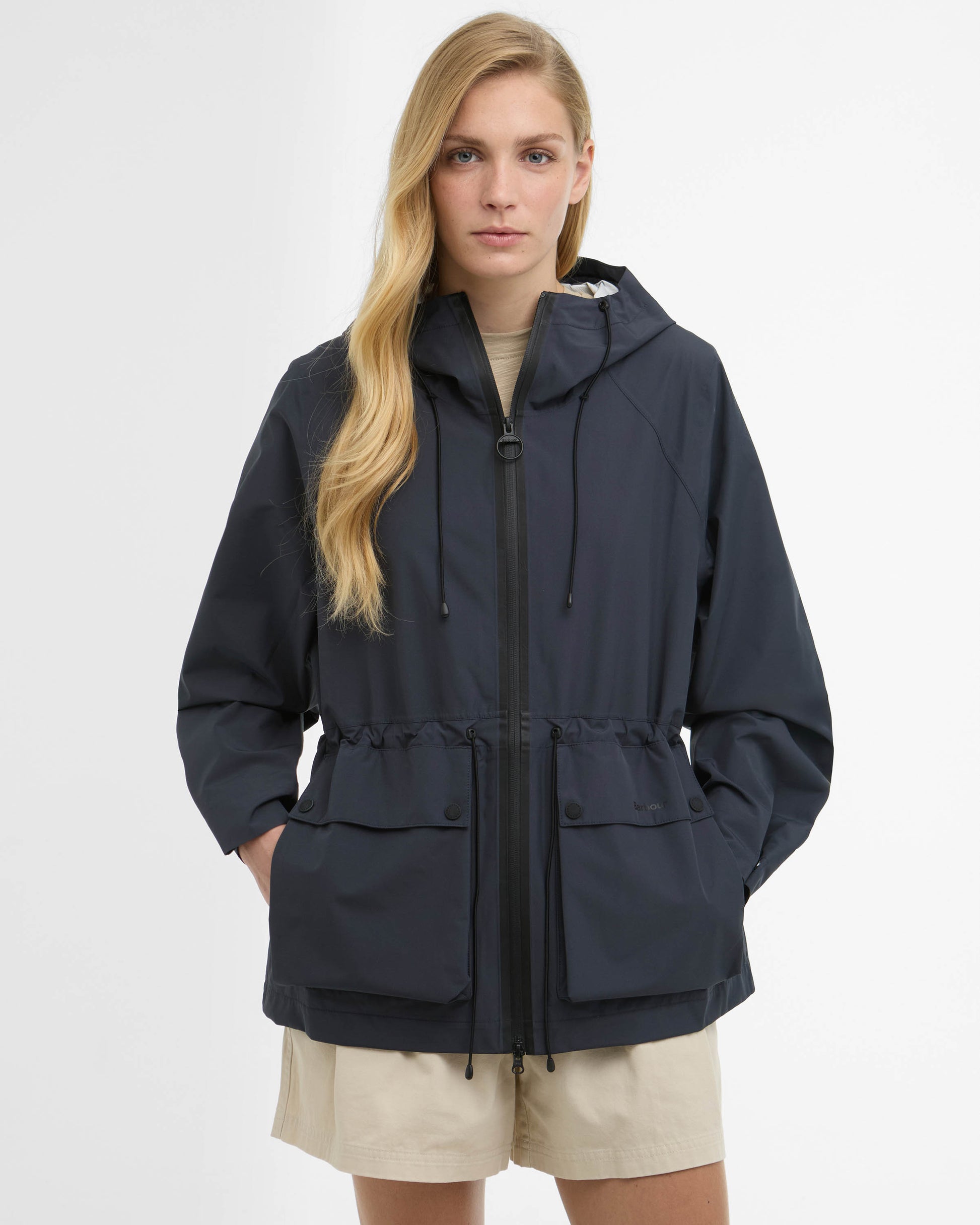 Barbour Dovecragg Womens Waterproof Jacket - Dusk Grey / Fondant | CHO | Designer Womens Rain Coats