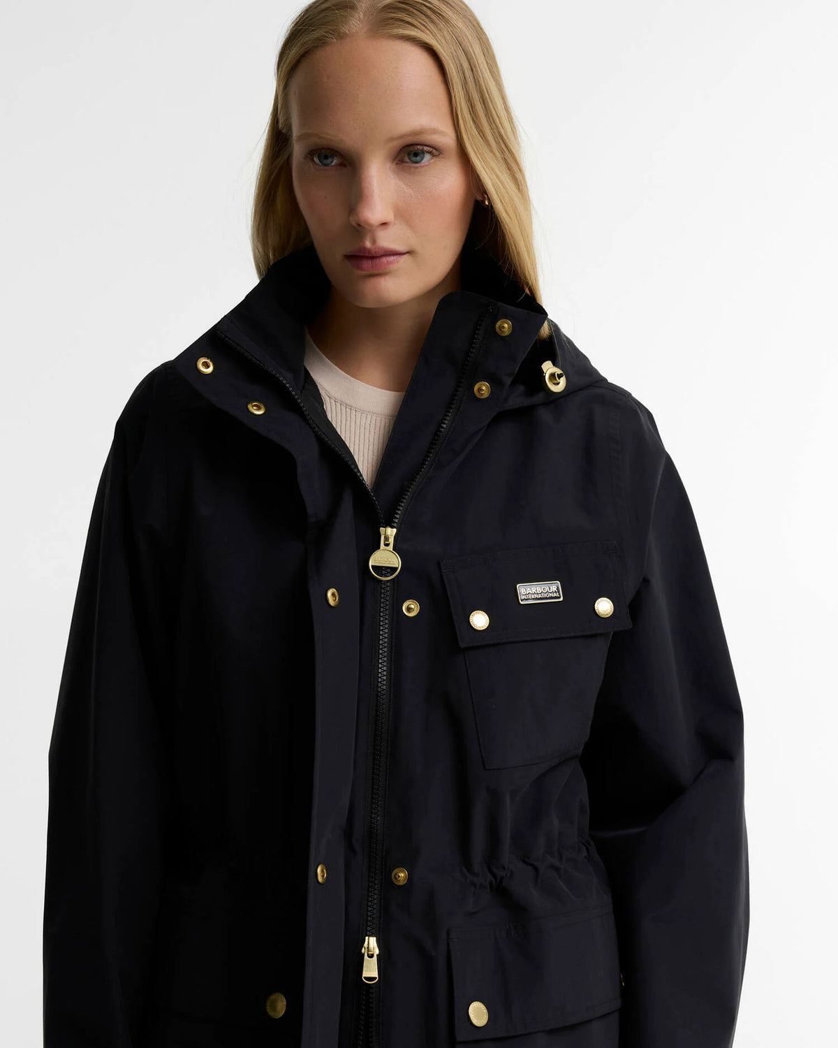 Barbour International Serravalle Womens Waterproof Jacket - Black | CHO | Designer Womens Waterproof Jackets