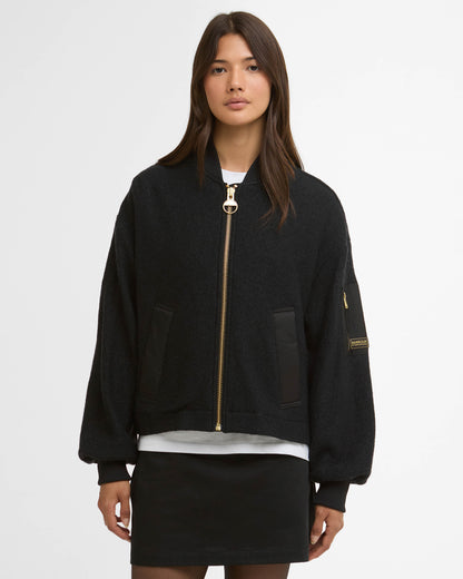 Barbour International Monique Womens Wool Bomber Jacket - Black