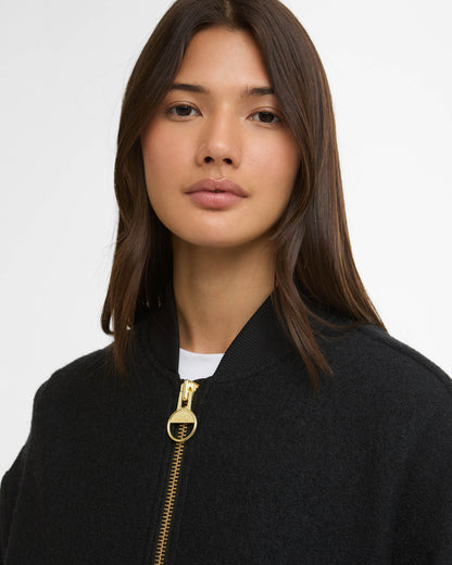 Barbour International Monique Womens Wool Bomber Jacket - Black