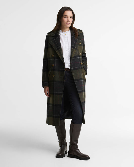 Barbour Cottesmore Womens Checked Wool Coat - Shadow Classic Tartan | CHO | Designer Womens Wool Coats