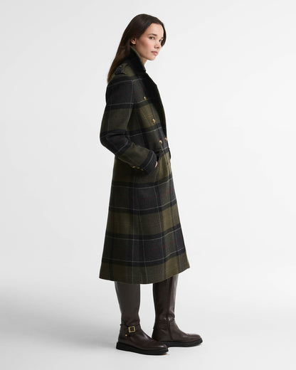 Barbour Cottesmore Womens Checked Wool Coat - Shadow Classic Tartan | CHO | Designer Womens Wool Coats