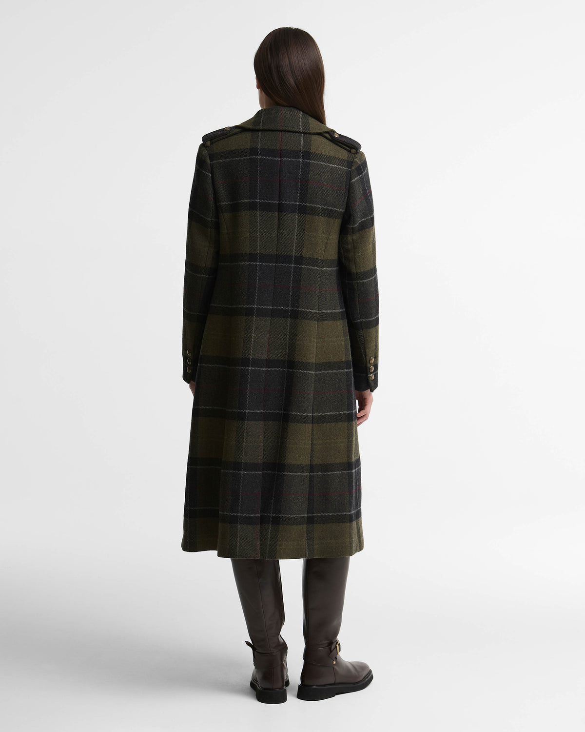 Barbour Cottesmore Womens Checked Wool Coat - Shadow Classic Tartan | CHO | Designer Womens Wool Coats