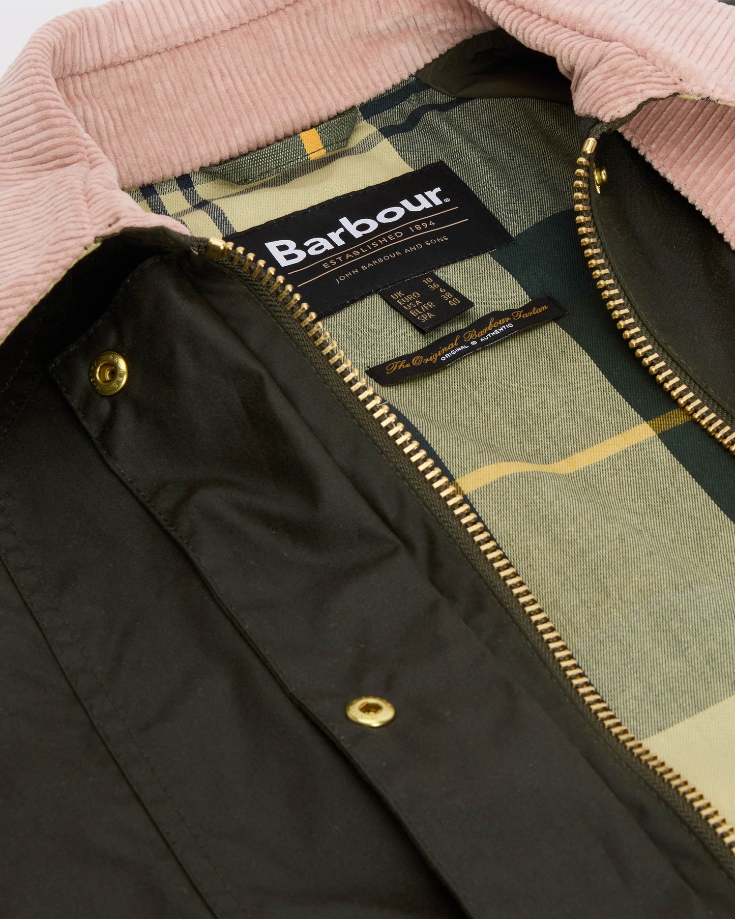 Barbour Cropped Beadnell Womens Wax Jacket - Archive Olive/Ancient/Gardenia