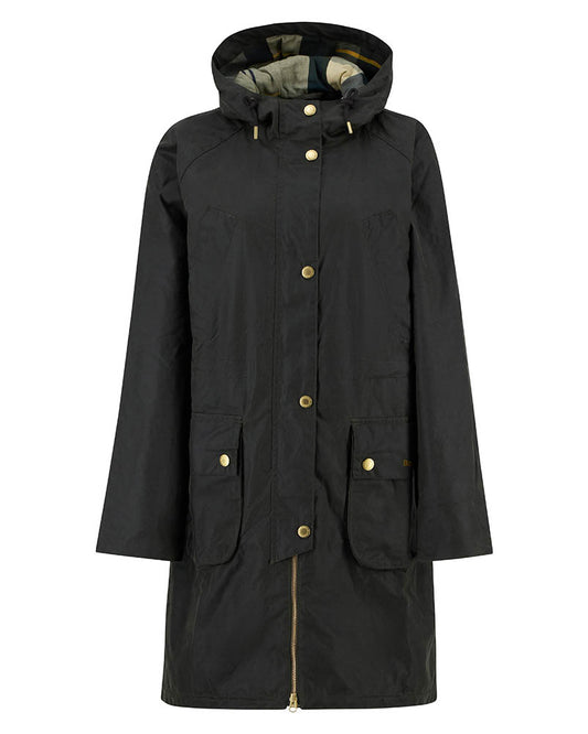 Barbour Marcy Womens Wax Parka - Fern/Ancient Tartan