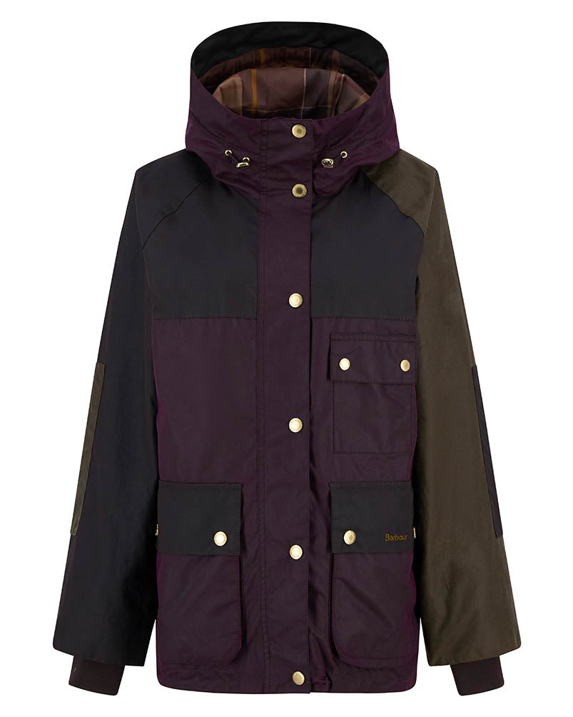 Barbour Keeley Womens Wax Jacket - Merlot/Rustic/Beech/Muted Tartan