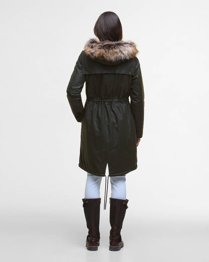 Barbour Durham City Womens Waxed Parka - Fern
