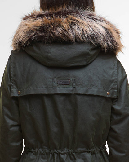 Barbour Durham City Womens Waxed Parka - Fern