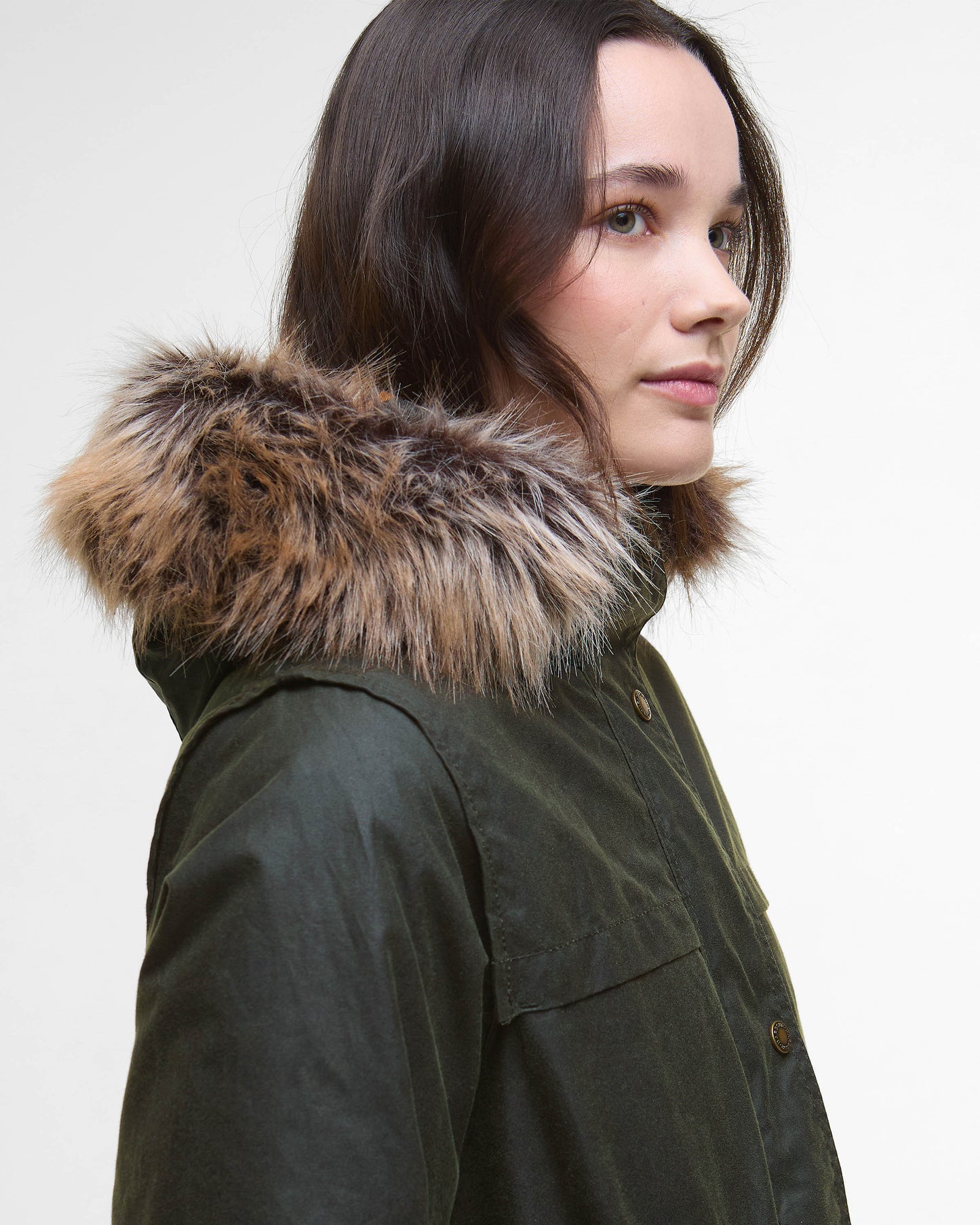 Barbour Durham City Womens Waxed Parka - Fern