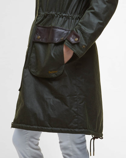 Barbour Durham City Womens Waxed Parka - Fern
