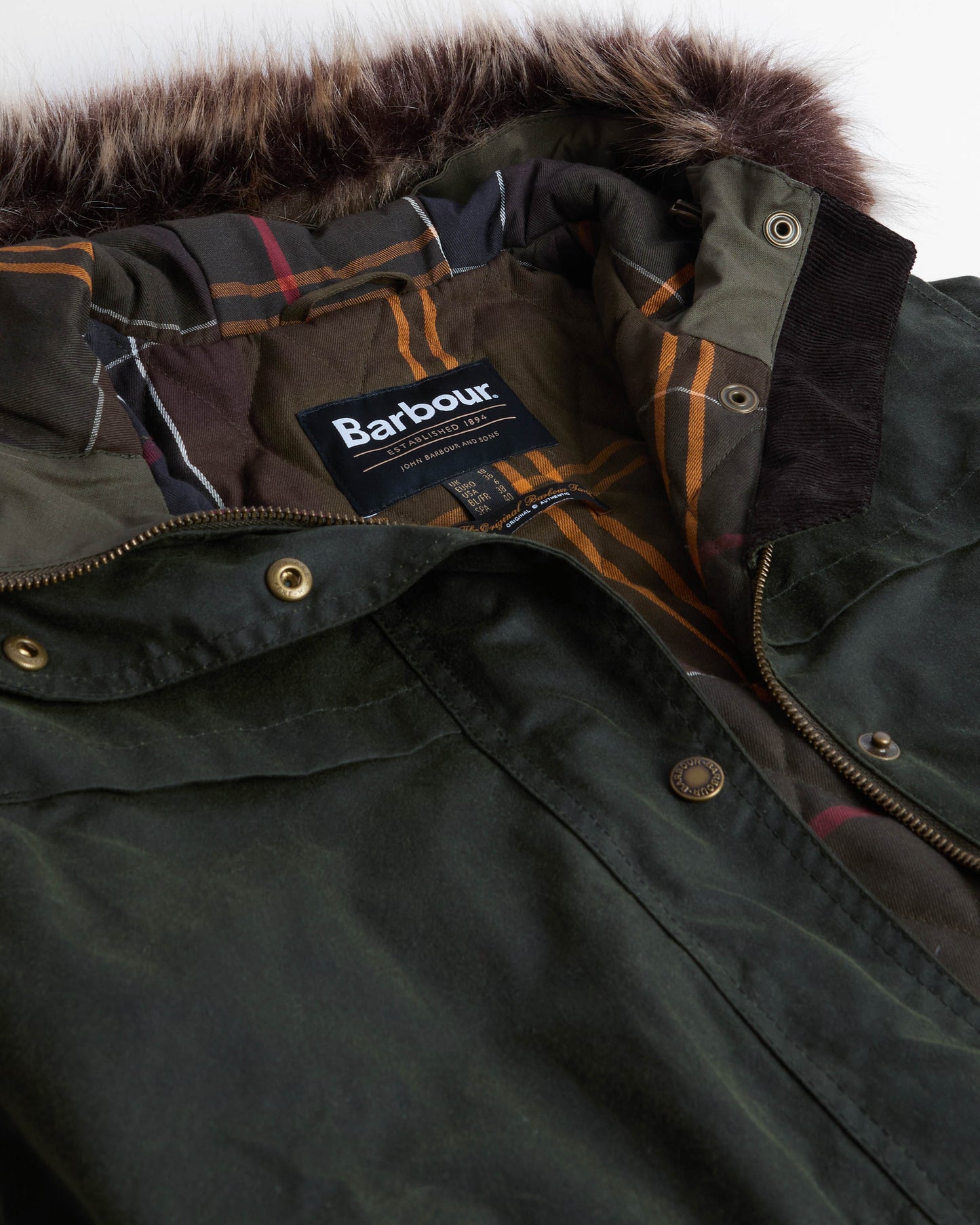 Barbour Durham City Womens Waxed Parka - Fern