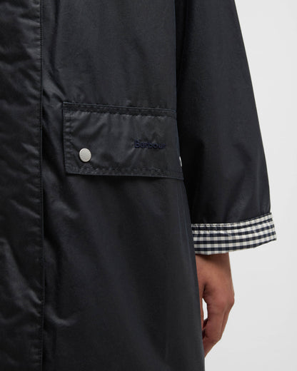 Barbour Wren Womens Wax Jacket - Royal Navy/Navy Gingham Check | CHO | Designer Womens Wax Jackets