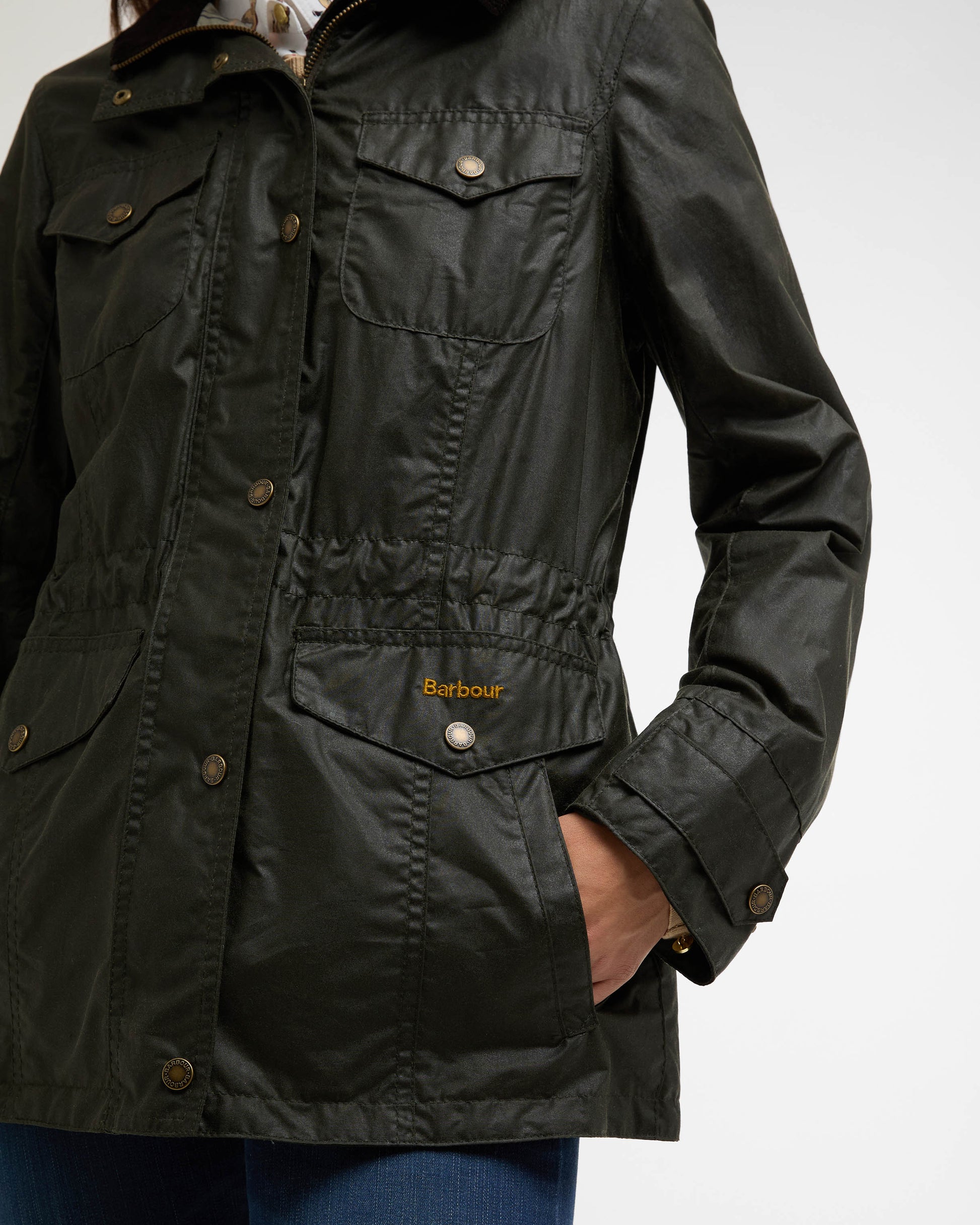 Barbour Summer Sapper Womens Wax Jacket - Archive Olive/Ancient | CHO | Designer Womens Wax Jackets