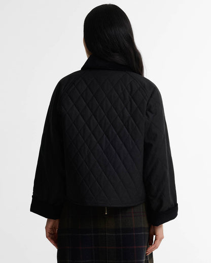 Barbour Icons Quilted Spey Womens Wax Jacket - Black/Classic, back.