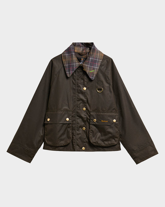 Barbour Icons Tartan Collar Spey Womens Wax Jacket - Olive/Classic
