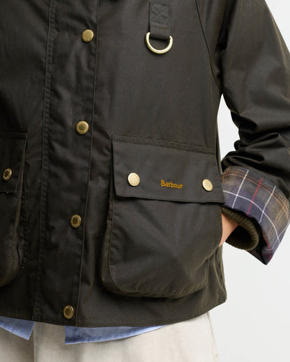Barbour Icons Tartan Collar Spey Womens Wax Jacket - Olive/Classic | CHO | Designer Womens Wax Jackets
