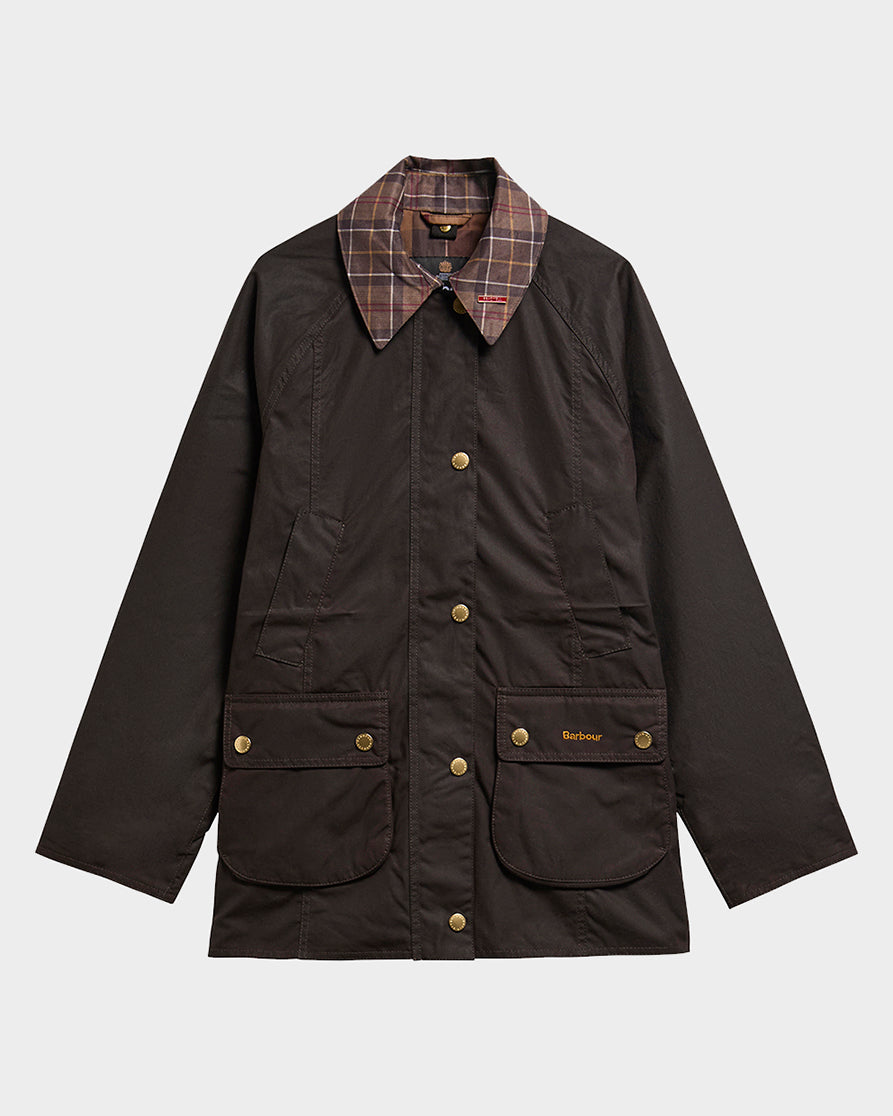 Barbour Icons Tartan Collar Modern Beadnell Womens Wax Jacket - Rustic/Muted | CHO | Designer Womens Wax Jackets