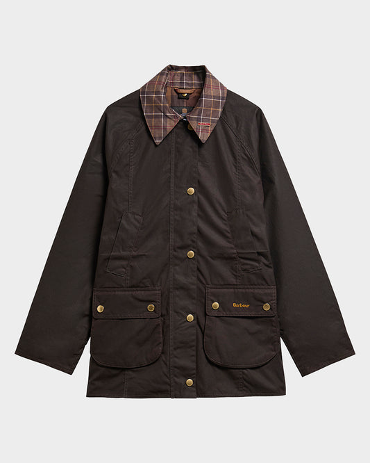 Barbour Icons Tartan Collar Modern Beadnell Womens Wax Jacket - Rustic/Muted