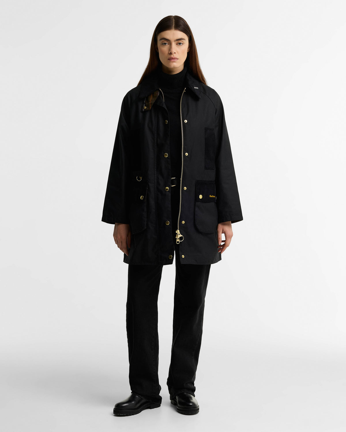 Barbour Icons Modern Beaufort Womens Wax Jacket - Black/Classic | CHO | Designer Womens Wax Jackets