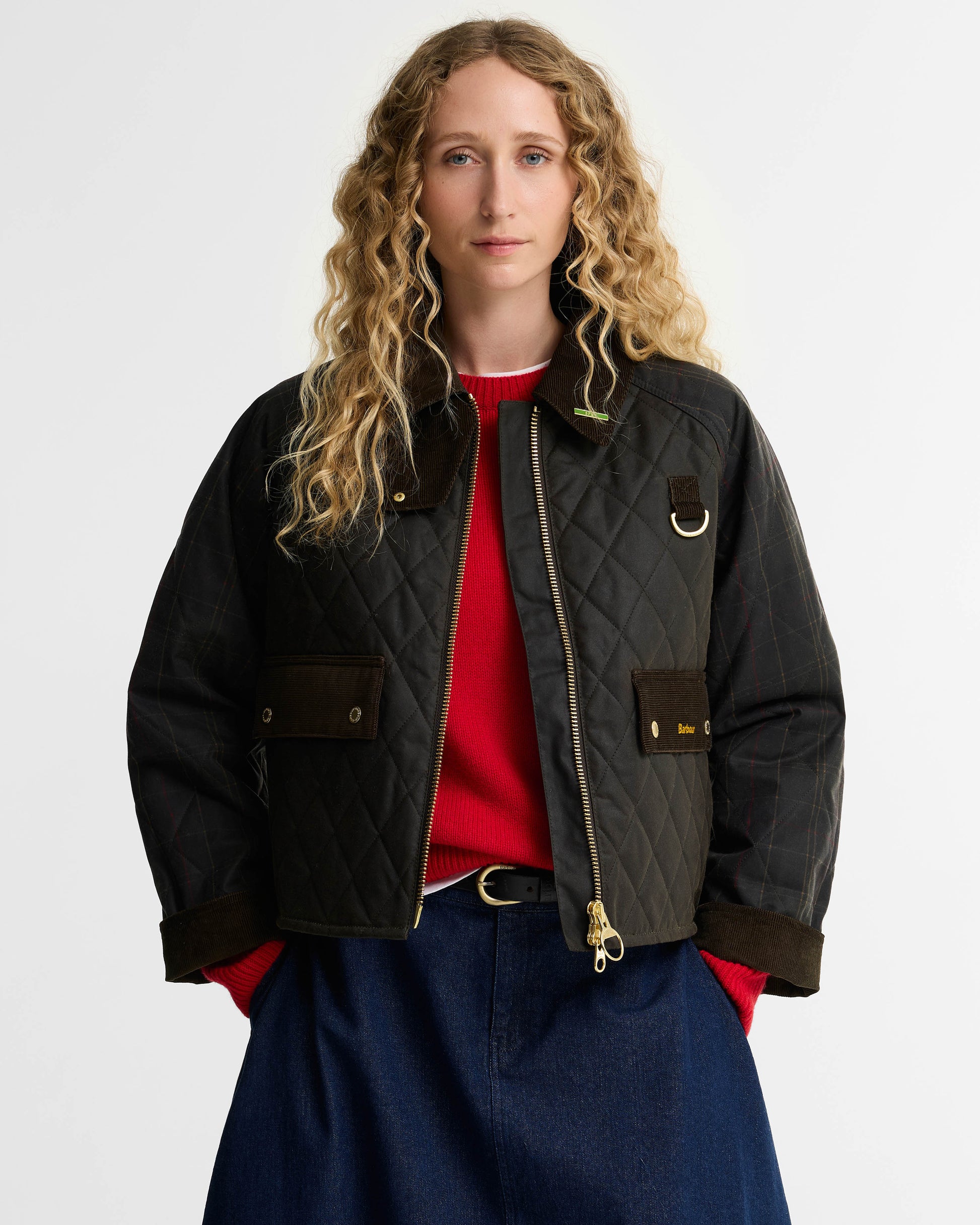 Barbour Tartan Reimagined Icons Tartan Quilted Spey Womens Wax Jacket - Olive/Classic | CHO | Designer Womens Wax Jackets