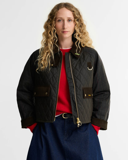Barbour Tartan Reimagined Icons Tartan Quilted Spey Womens Wax Jacket - Olive/Classic | CHO | Designer Womens Wax Jackets