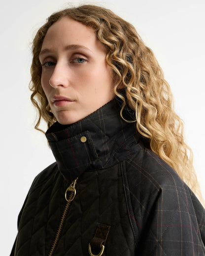 Barbour Tartan Reimagined Icons Tartan Quilted Spey Womens Wax Jacket - Olive/Classic | CHO | Designer Womens Wax Jackets