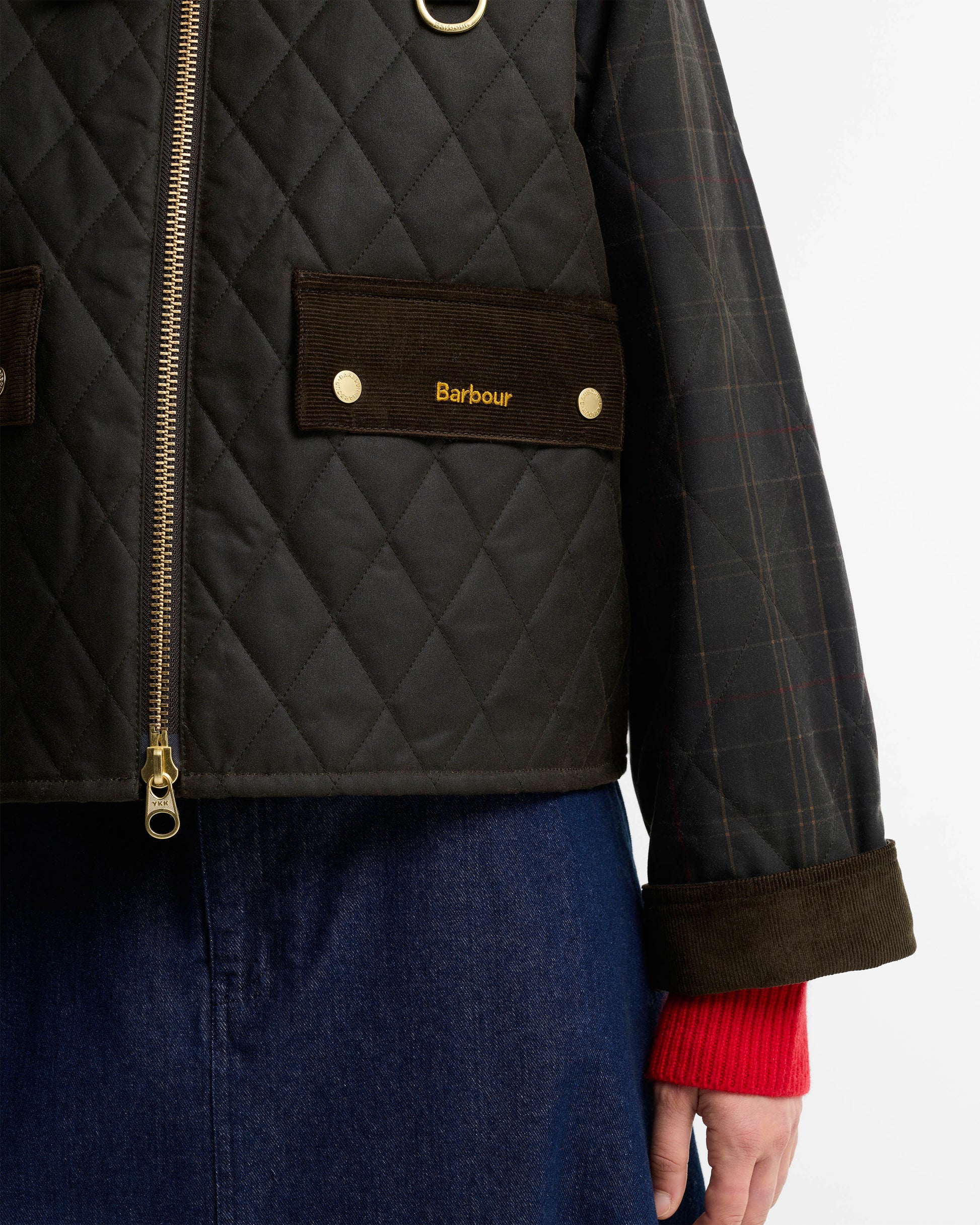 Barbour Tartan Reimagined Icons Tartan Quilted Spey Womens Wax Jacket - Olive/Classic | CHO | Designer Womens Wax Jackets