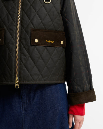 Barbour Tartan Reimagined Icons Tartan Quilted Spey Womens Wax Jacket - Olive/Classic | CHO | Designer Womens Wax Jackets