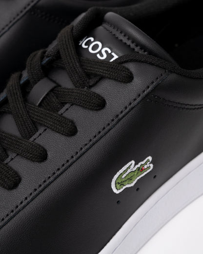 detail of Lacoste Carnaby Leather Mens Trainers in Black-White 312