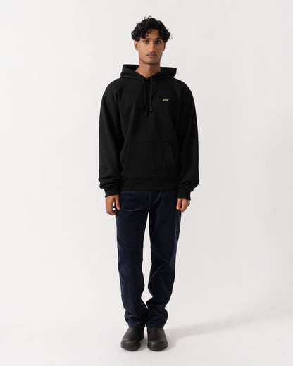 Man wearing Lacoste Fleece Mens Classic Fit Hoodie - Black 031