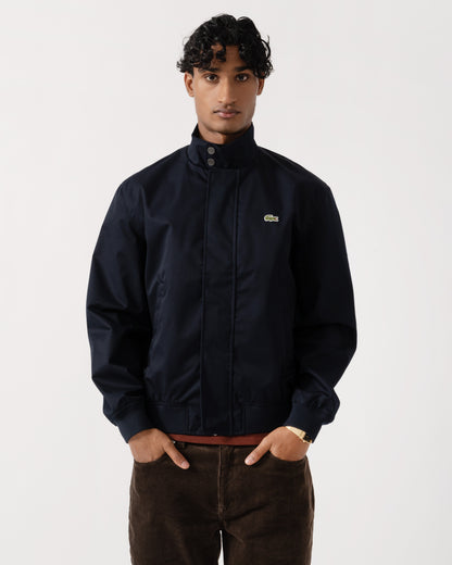 Front of the Lacoste Lightweight Water-Repellent Twill Mens Harrington Jacket - Abysm HDE