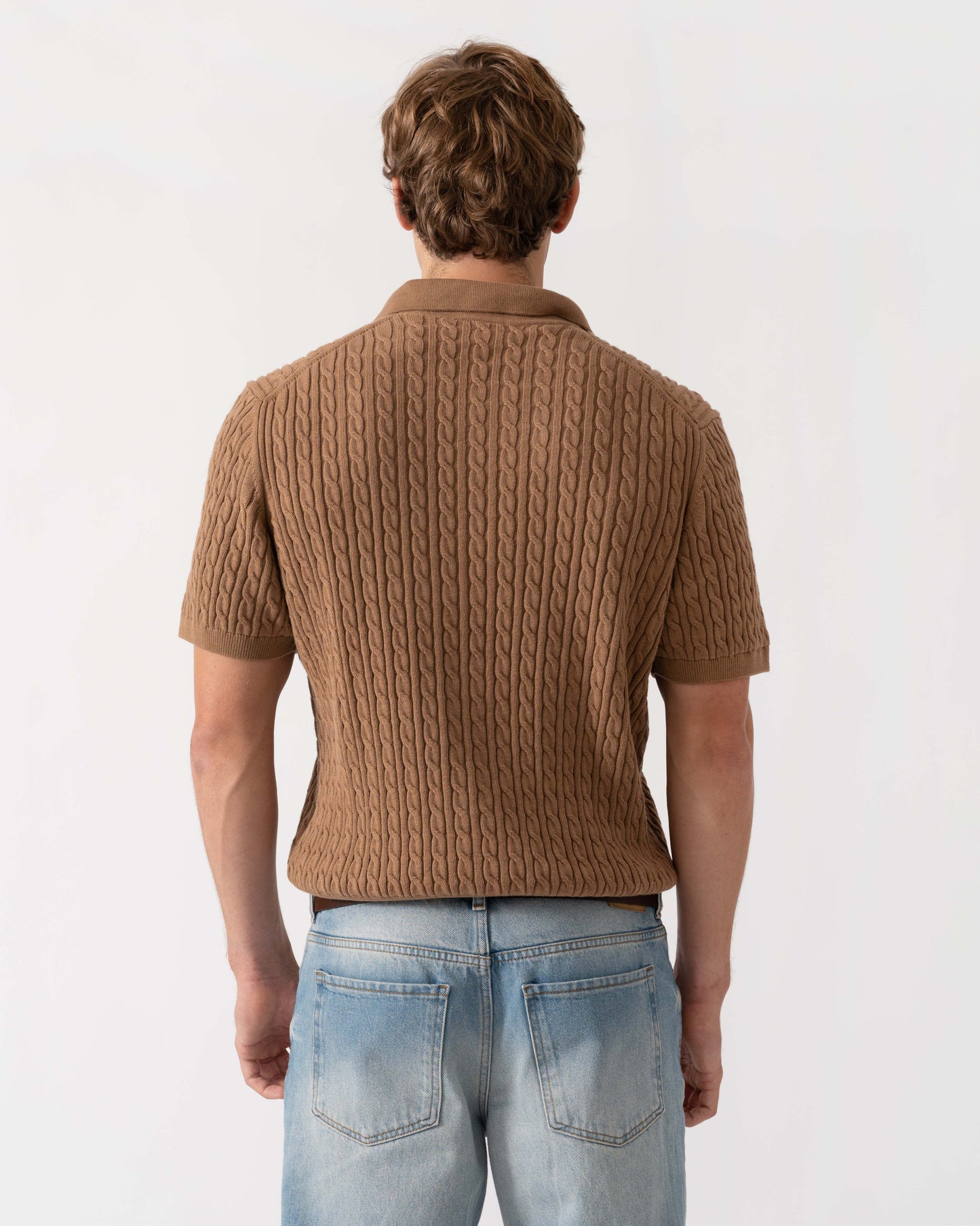 Back of Lacoste Polo Mens Short Sleeve Sweatshirt - Cookie/Green UQW