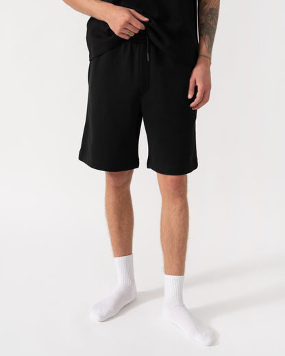 Front of the Lacoste Regular Fit Mens Fleece Shorts - Black 031