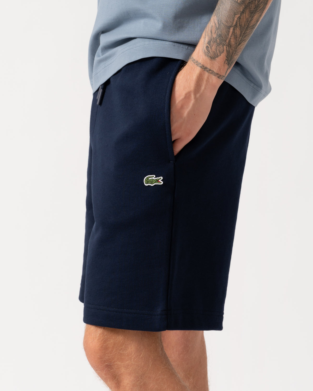 Detail on the Lacoste Regular Fit Mens Fleece Shorts - Blue Marine 166