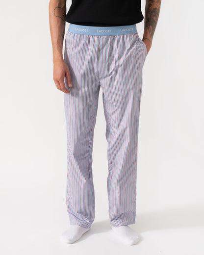 Lacoste Striped Poplin Loungeware Mens Pyjama Pants - Aphylla/White/Bordeaux UZI