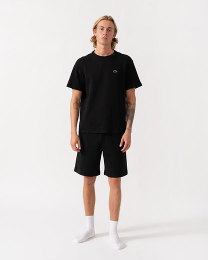 Outfit shot of the Lacoste Waffled Cotton Mens Loungewear T-Shirt - Black 031