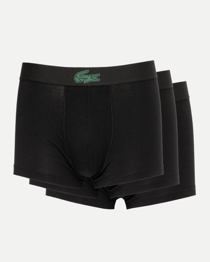 Lacoste 3-Pack Logo Stretch Cotton Mens Trunks - Black 031