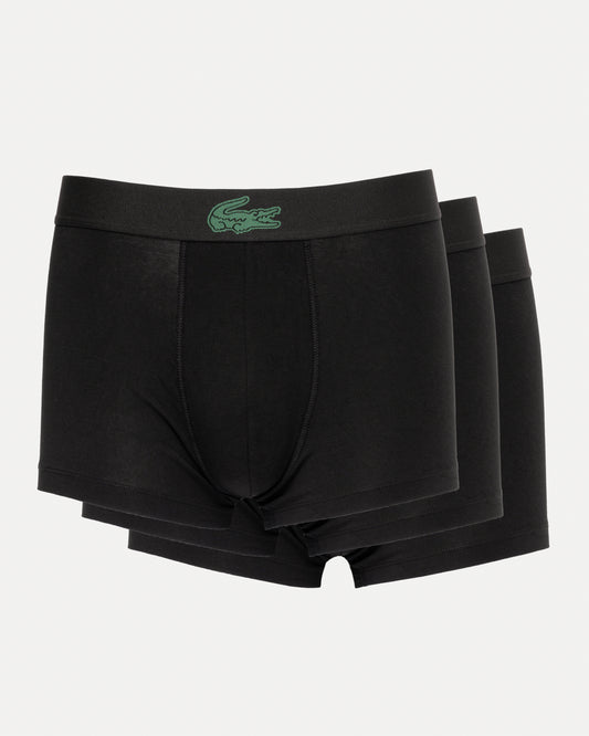 Lacoste 3-Pack Logo Stretch Cotton Mens Trunks - Black 031