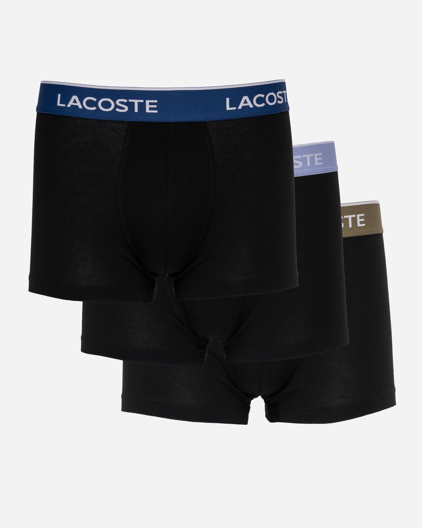 Lacoste 3-Pack Mens Trunks - Black/Delphinium-Olive-Methylene 94I