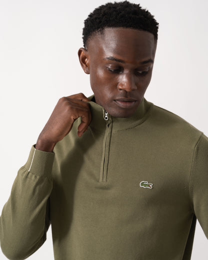 Lacoste Half Zip Logo Mens Sweatshirt - Olive E9F