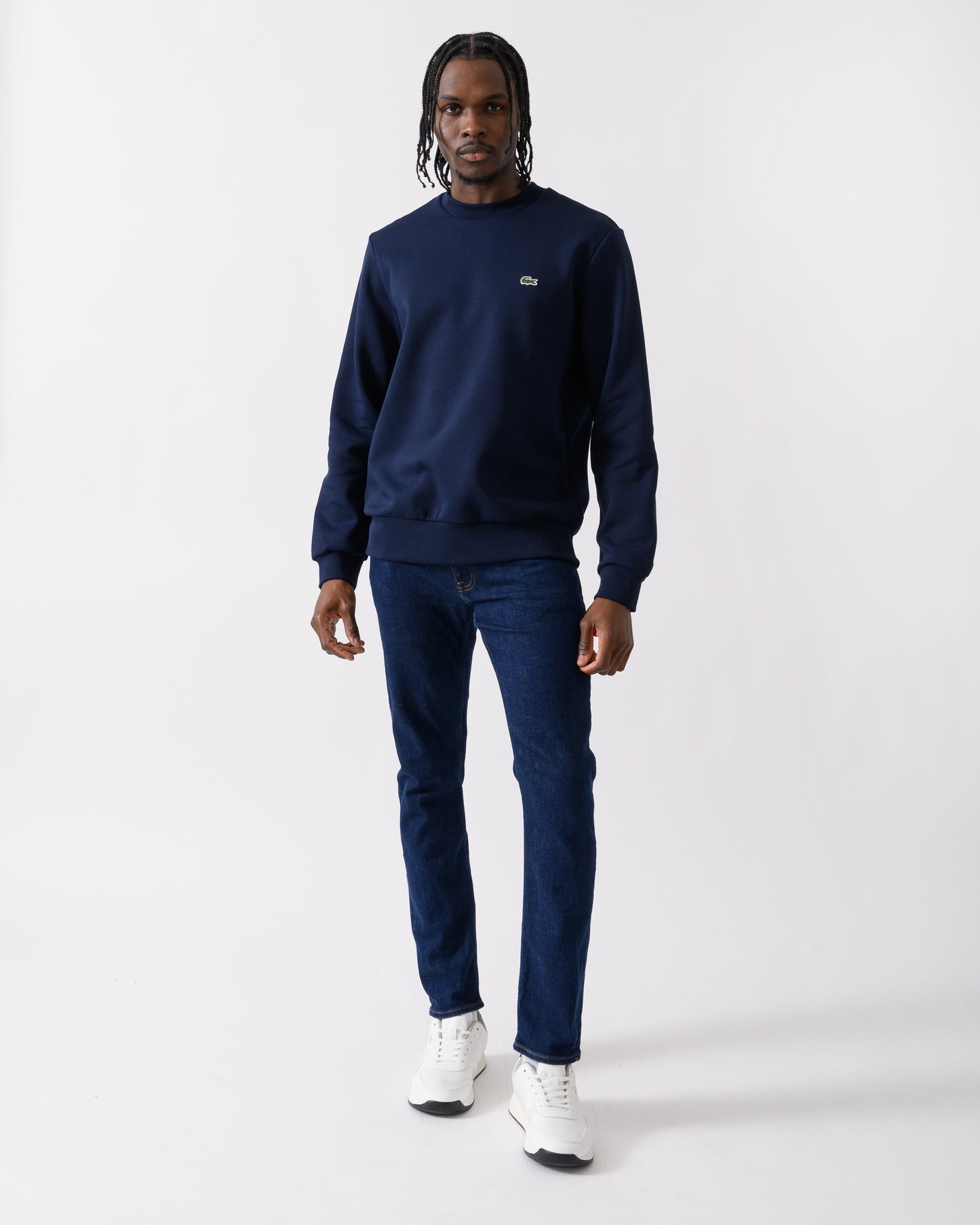 Lacoste Mens Crew Neck Fleece Sweatshirt - Navy Blue 166