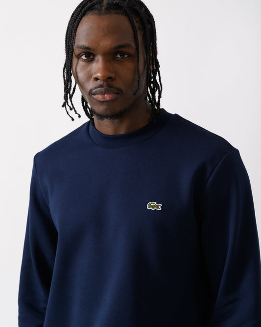 Lacoste Mens Crew Neck Fleece Sweatshirt - Navy Blue 166