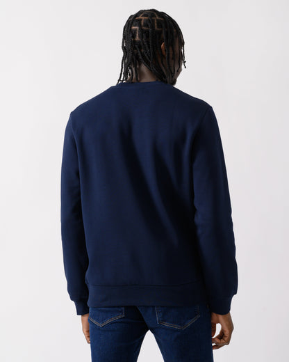 Lacoste Mens Crew Neck Fleece Sweatshirt - Navy Blue 166