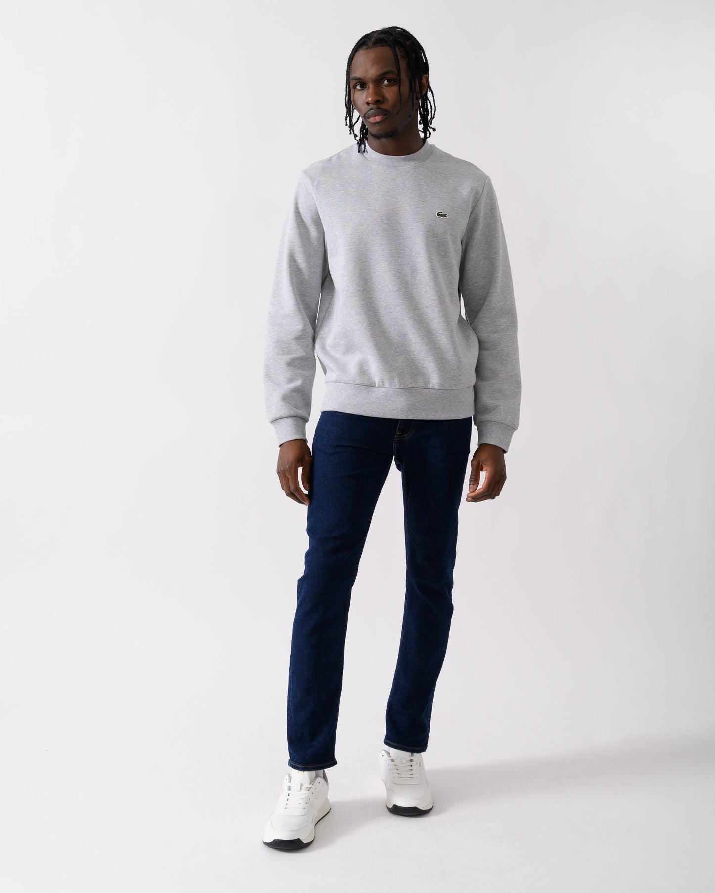 Lacoste Mens Crew Neck Fleece Sweatshirt - Silver Chine CCA